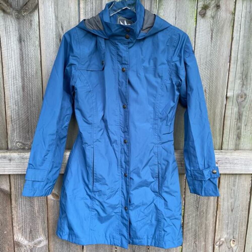I. Spiewak & Sons Jacket Hooded Long Snap Button Lined Blue Small‎
